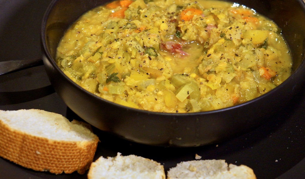 Jan 1: ‘Frenchish’ lunch; Pork hock and Lentil Soup