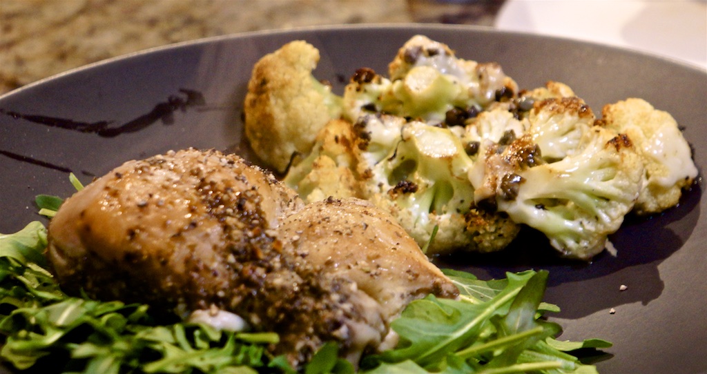 Jan 12: Chicken wrap; Roast Cauliflower and Roast Chicken Leg