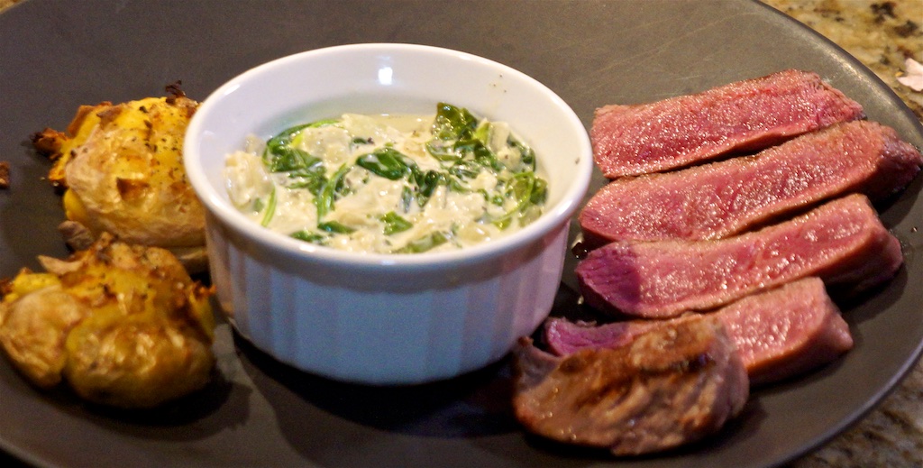 Jan 23: Prepared wrap; Sirloin Tip with Crash Hot Potatoes and Creamed Spinach