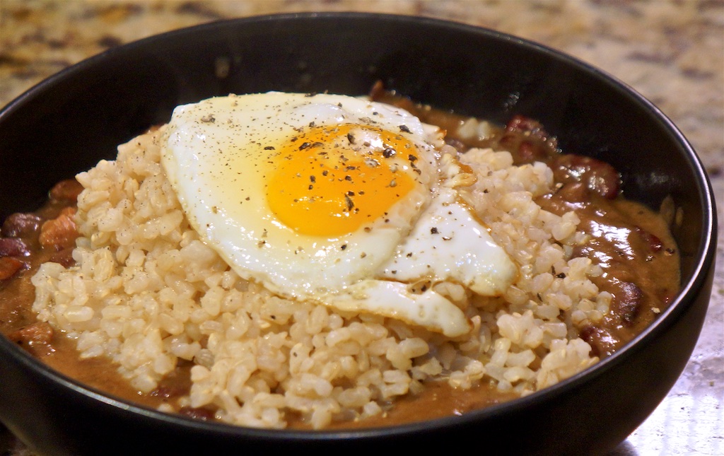 Jan 25: Smoked salmon; Red Beans and Rice with Egg