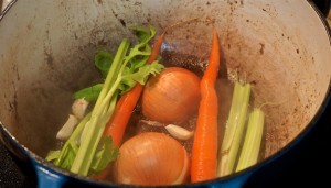 When vegetables go in unpeeled, you're building a stock.