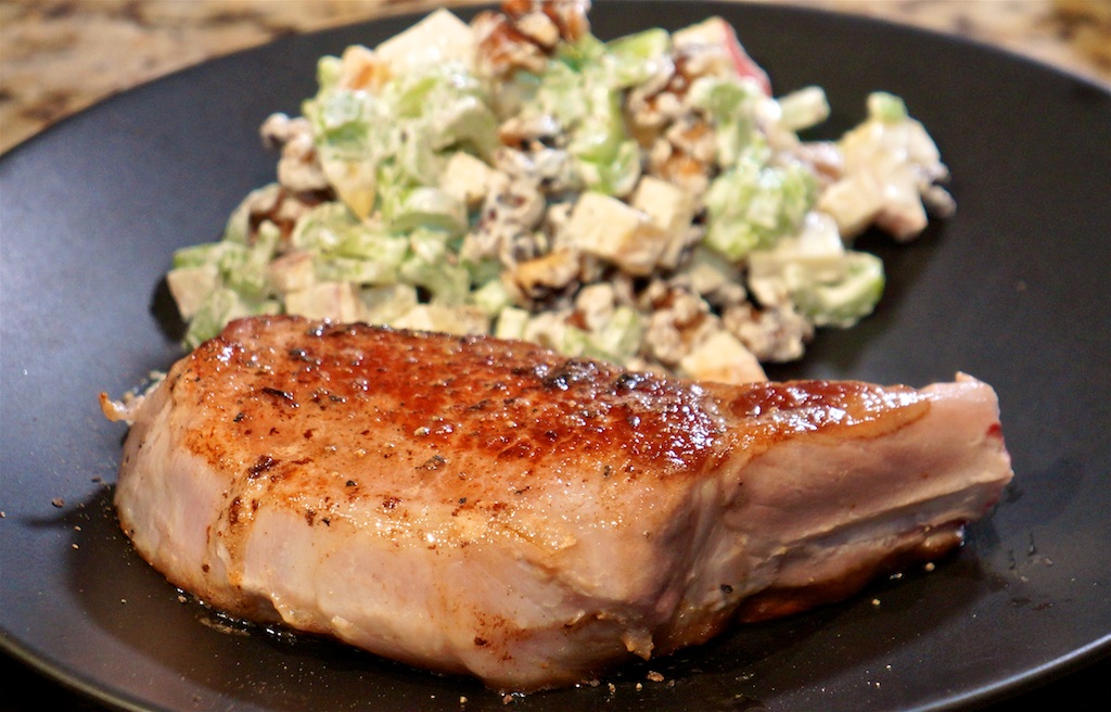 Feb 6: Take out fried chicken; Sous Vide pork chop and waldorf salad