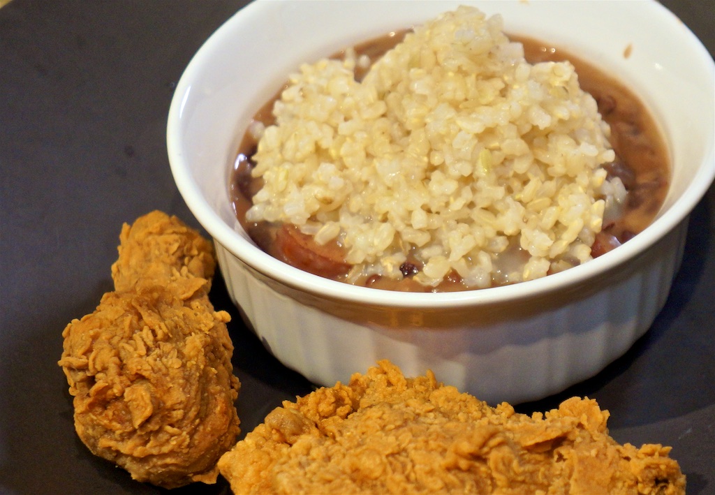 Feb 9: Sushi; Popeye’s chicken with home-made Red Beans and Rice