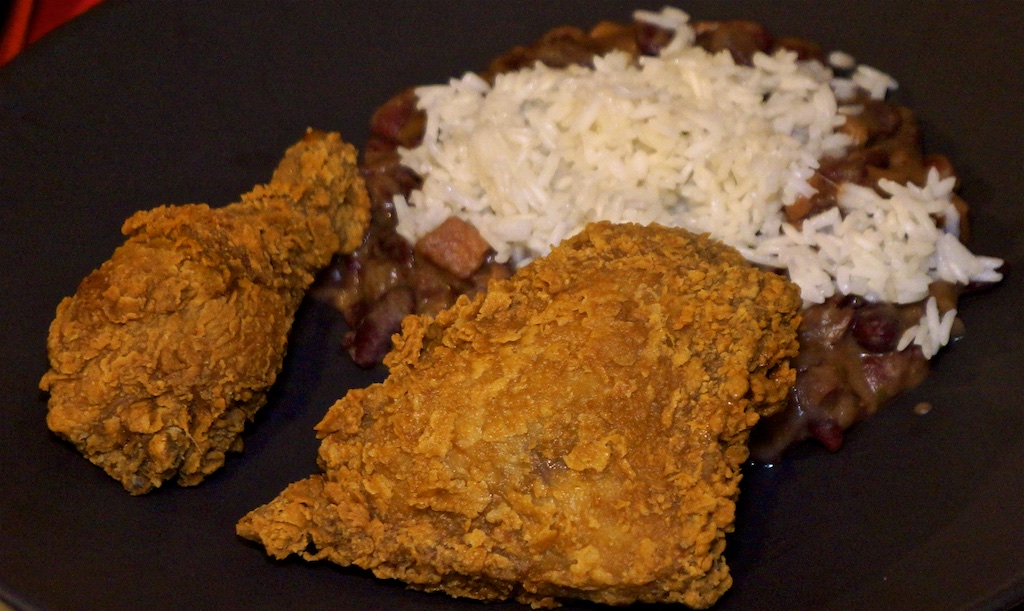 Feb 22:Hamburger; Red Beans and Rice with fried chicken