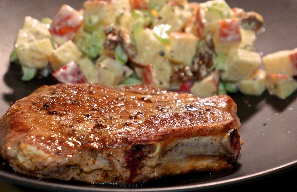 Mar 10: Quesadilla; Sous Vide Pork Chop and Waldorf salad
