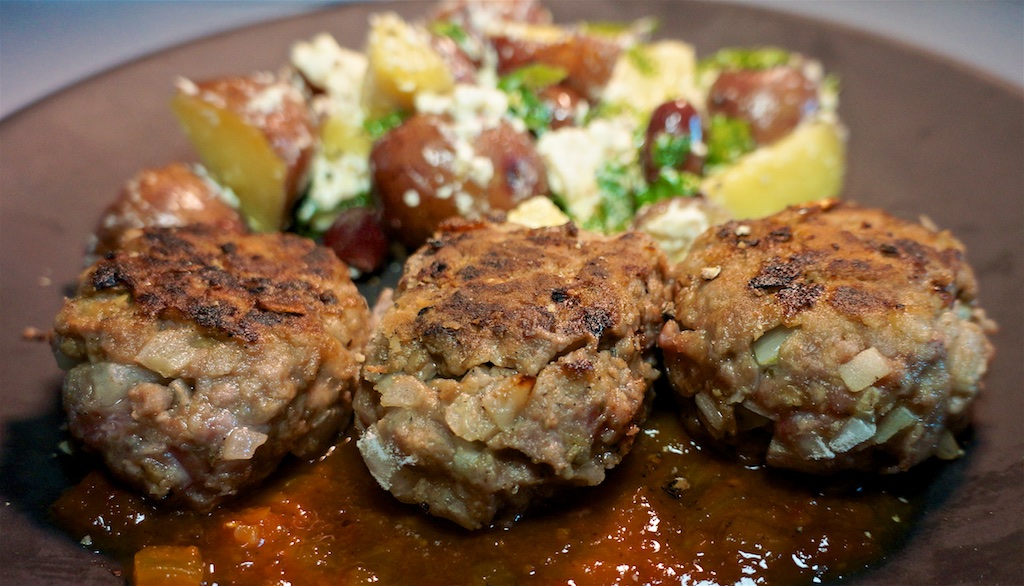 Apr 2: Popeye’s chicken; Rissoles and Potato Salad