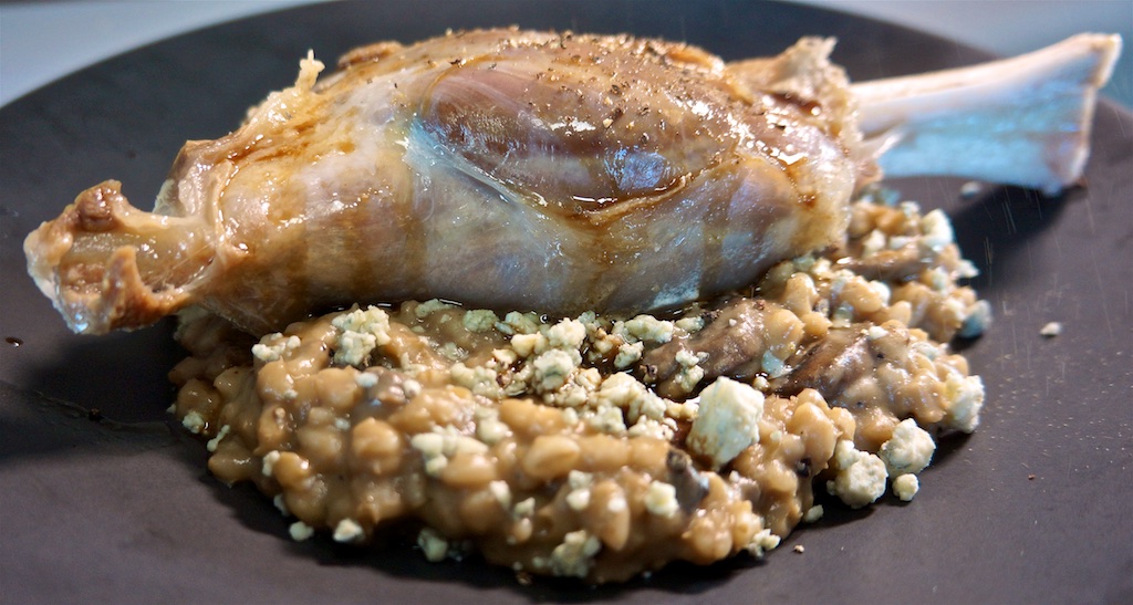 Apr 27: Baguette and toppings; Lamb Shank with Mushroom Barley Risotto