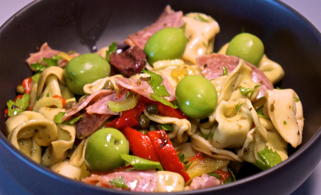 Jul 21: Avocado & Arugula on an English Muffin; Muffaleta Pasta Salad with Cheese Tortellini