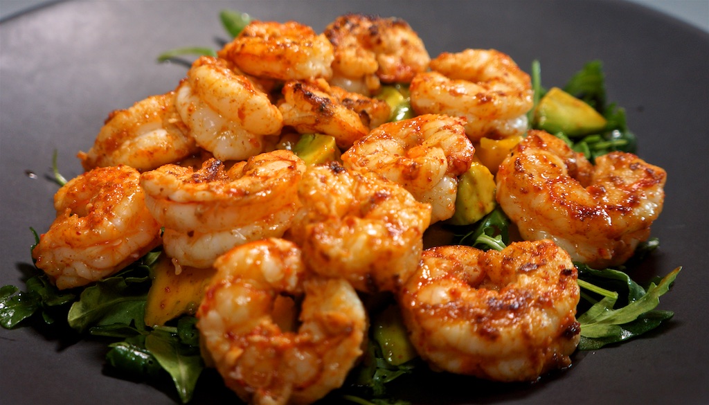 Jul 23: Tuna Wrap; Mango, Avocado and Arugula salad with Chili-lime Shrimp