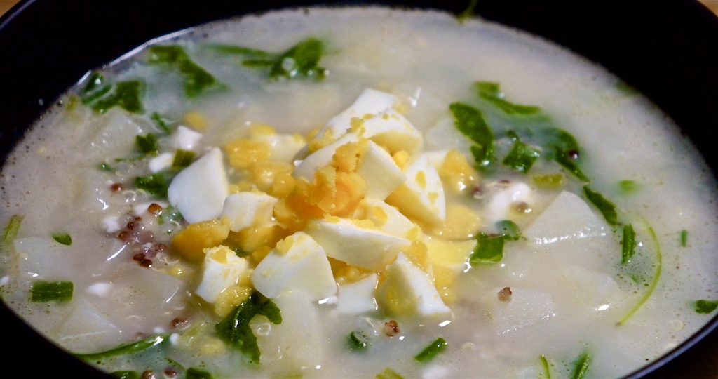 Oct 23: Burrito; Quinoa Chowder with Spinach, Feta, and Scallions