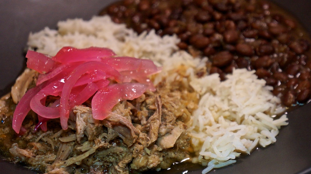 Nov 11: Yeros Wrap; Pulled Pork, Black Beans and Rice with Ceviche Onion