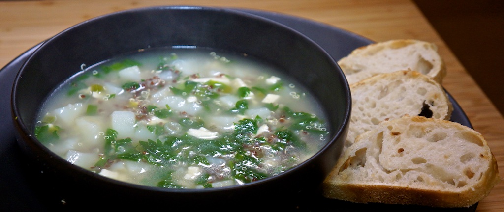 Jan 13: Country Deli; Quinoa Chowder with Spinach, Feta, and Scallions