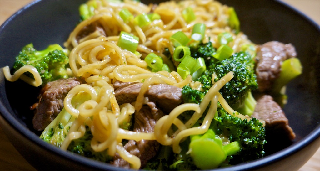 Jan 26: Smoked Salmon on Onion Bagel; Beef and Broccoli Stir Fry