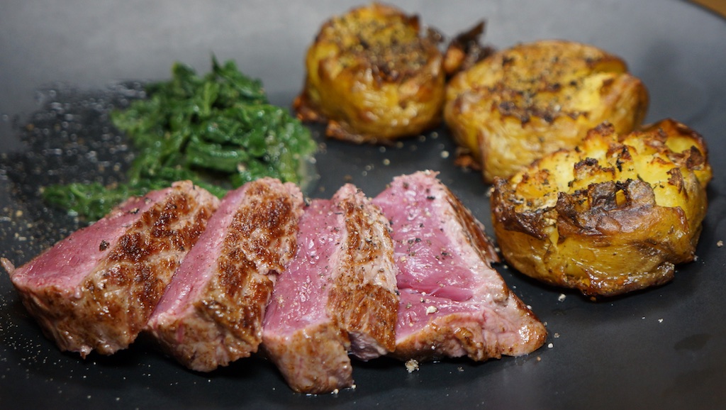 Feb 23:HPA Retreat; NY Strip Steak with Crash Hot Potatoes