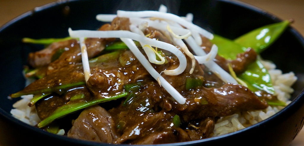 Mar 4: Breakfast Burrito; Stir-Fried Beef With Snap Peas and Oyster Sauce with Brown Rice