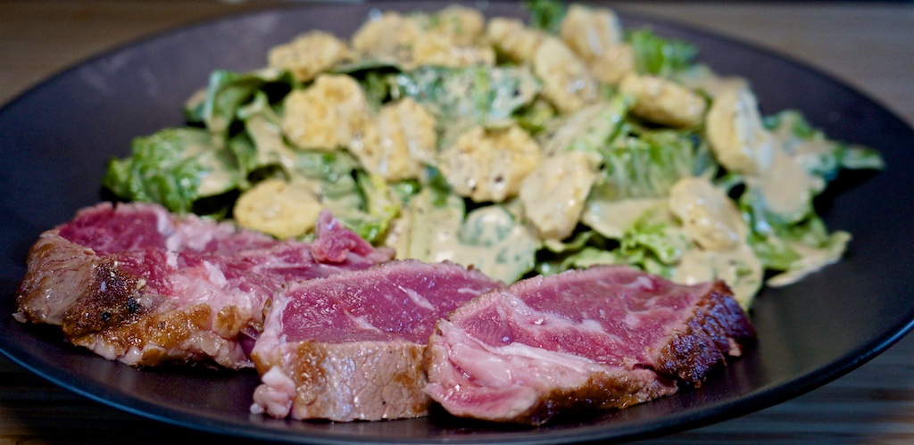 Mar 23: Smoked Salmon on Artisan Flatbread; Rib Eye with Caesar Salad