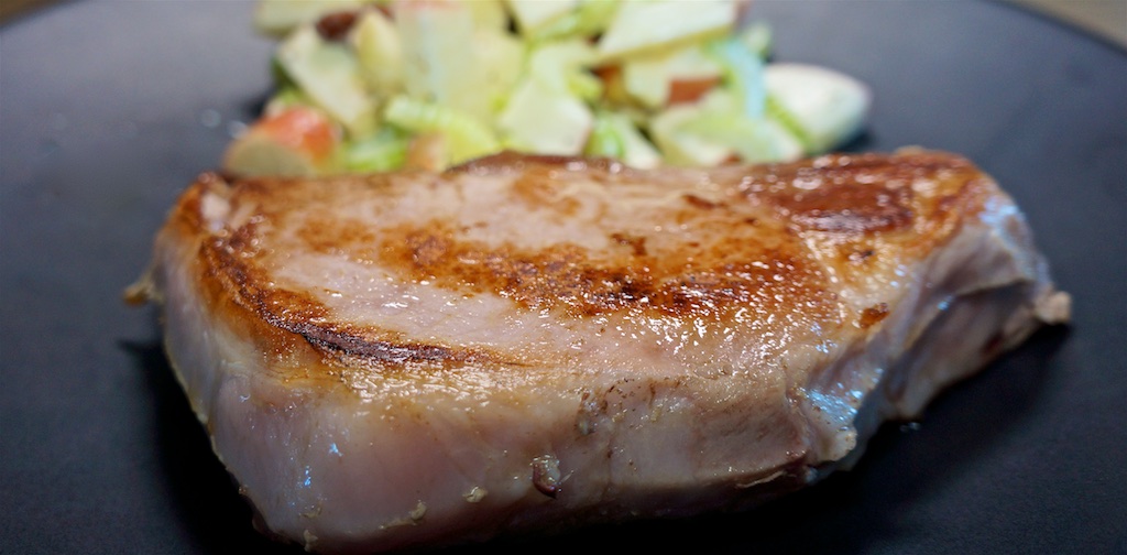 Apr 20: Chicken Wrap; Sous Vide Thick Cut Pork Chop with Waldorf Salad