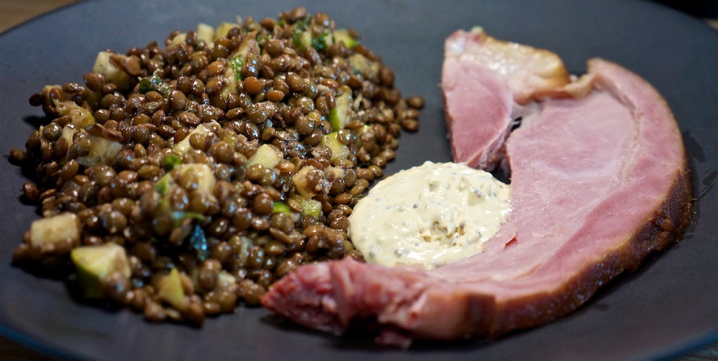May 2: Yeros Wrap; Smoked Baked Ham with Apple, Ginger and Lentil Salad