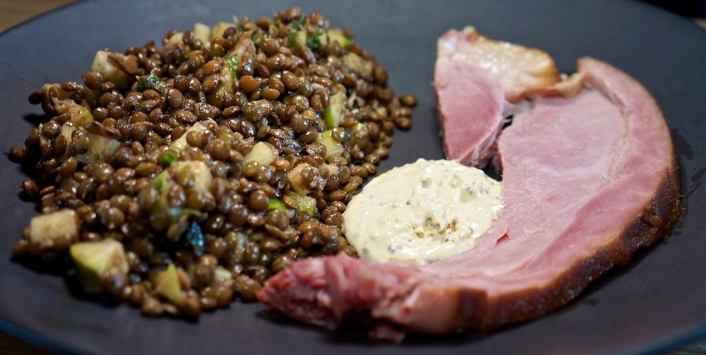 May 2: Yeros Wrap; Smoked Baked Ham with Apple, Ginger and Lentil Salad