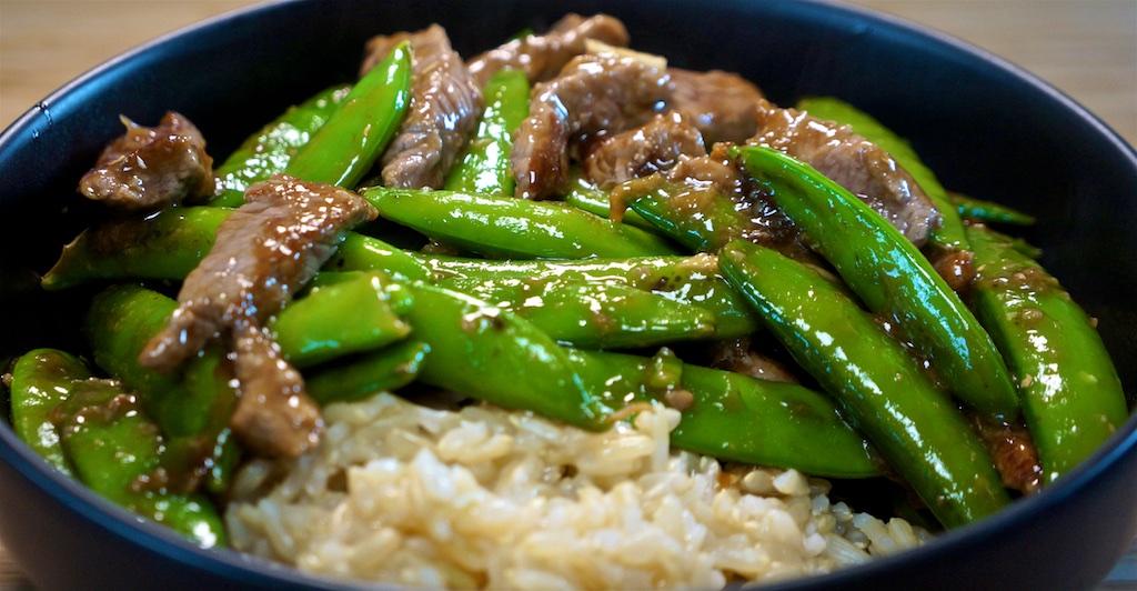 May 3: Yeros Wrap; Stir-Fried Beef with Snap Peas and Oyster Sauce with Brown Rice