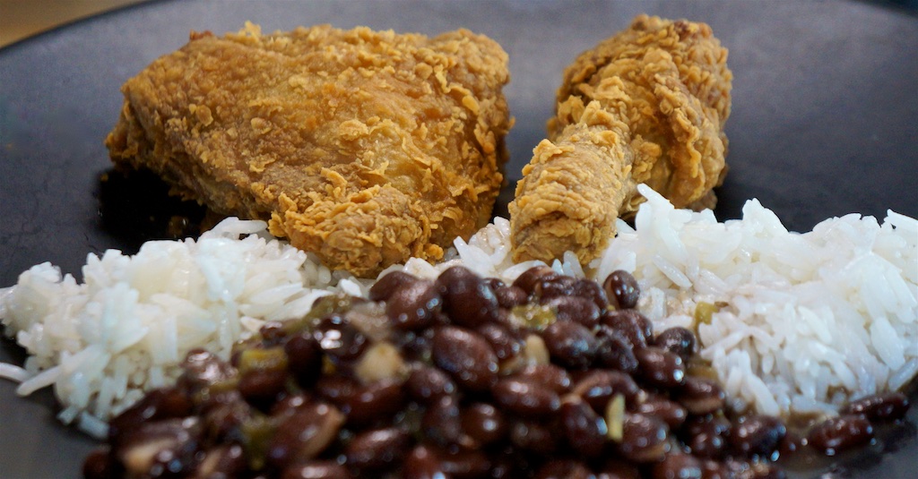 Jul 12: Smokey Sardines and Avocado Sandwich; Fried Chicken, Cuban Beans and Rice