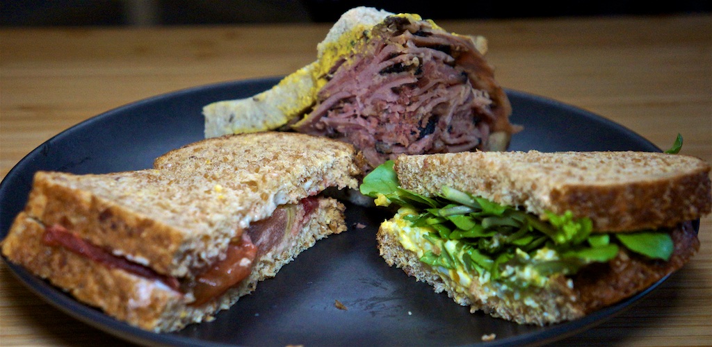Jul 15: The Country Deli; Egg Salad & Watercress, Tomato and Mayo Sandwiches
