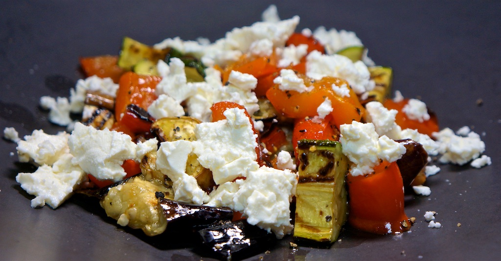 Aug 1: Rump Roast and Roquamole Wrap; Grilled Vegetable Salad with Olive Oil and Feta