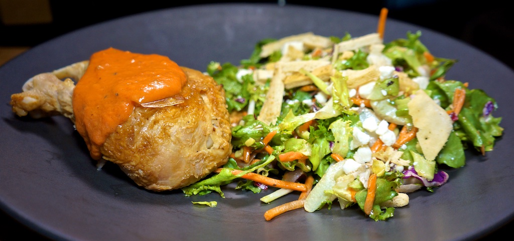 Aug 29: Smoked Salmon Sandwich; Chicken Leg with Mediterranean Crunch Salad