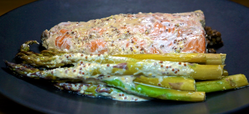 Sep 8: Loose Meat Burger; Salmon and Asparagus in a Mustard Cream Sauce
