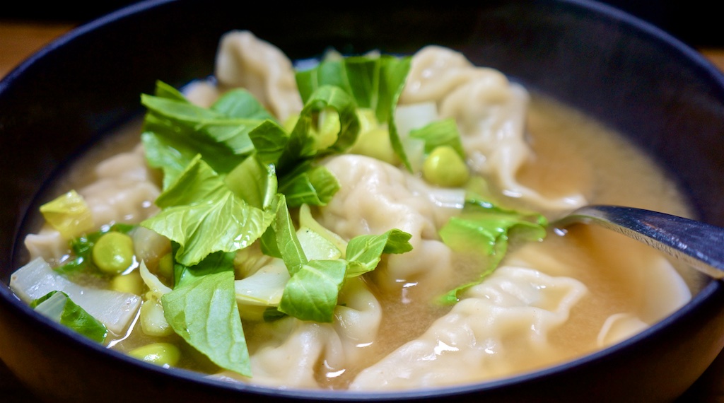 Nov 10: The Country Deli; Pork Gyoza in Miso Ginger Broth