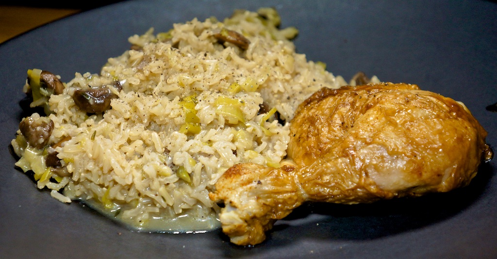 Dec 29: The Country Deli; BBQ Chicken Leg with Brown Rice Pilaf with Mushrooms and Thyme