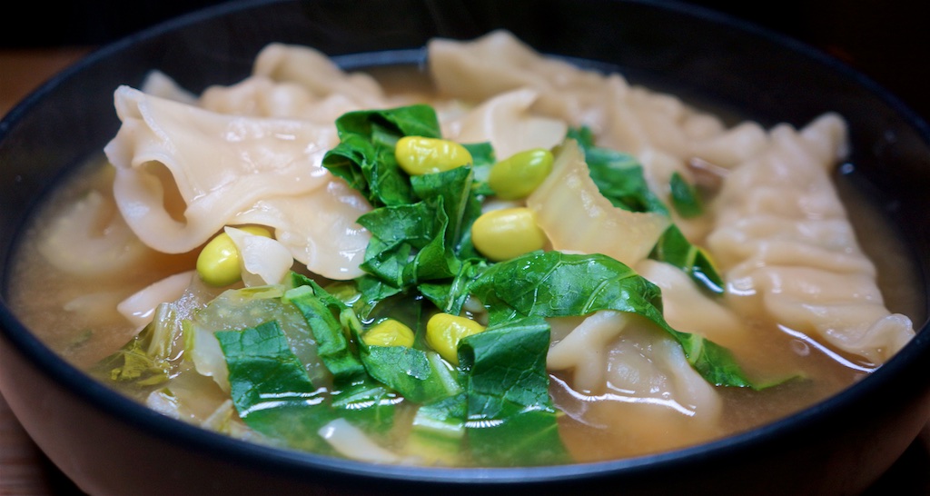 Mar 5: Double Double; Ginger Miso Broth with Chicken Gyoza