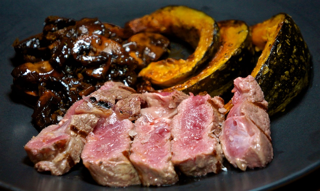 Mar 8: Pastrami, Tabouli & Swiss; Rib Eye with Roast Kabocha Squash and Buttered Balsamic Mushrooms