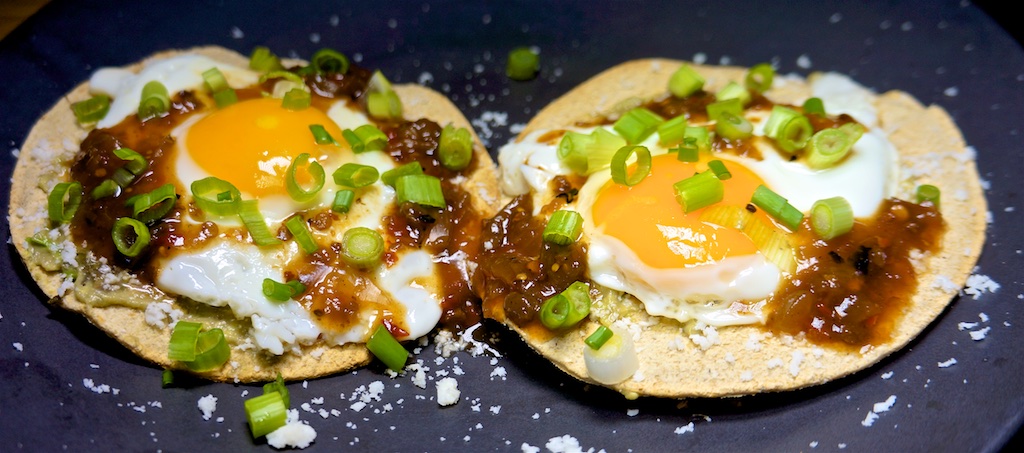 Mar 17: Afghani Takeout; Tostadas with Avocado, Cotija and Fried Egg