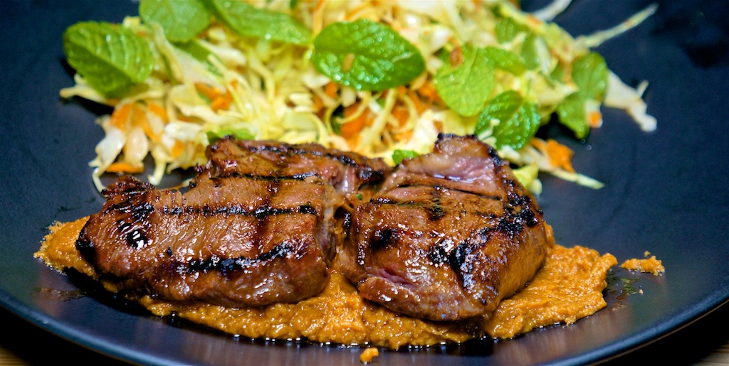 Mar 29: Skirt Steak Sandwich, Potato Sandwich; Top Sirloin with Satay Sauce and Vietnamese Salad