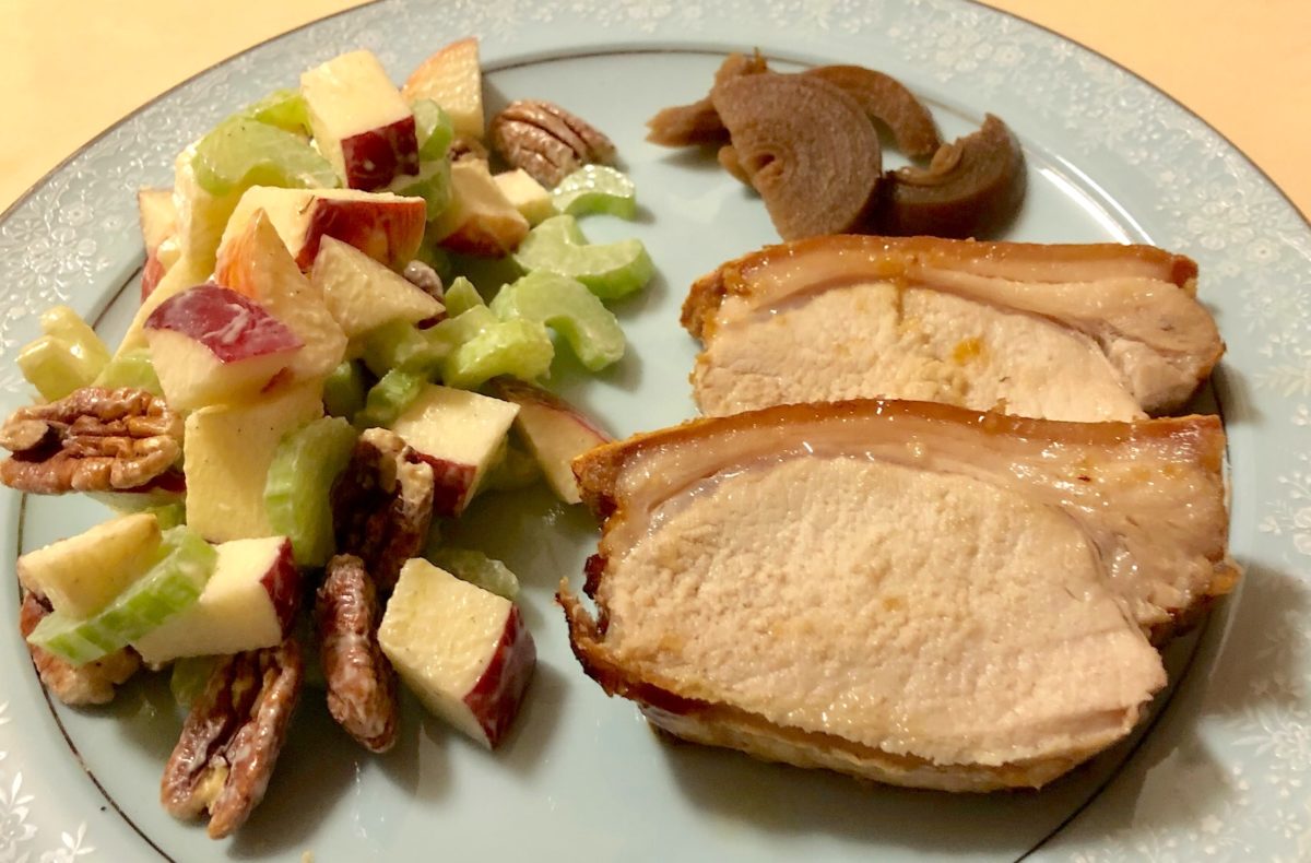 May 6: Beef & Mushroom Pie/Quiche; Pork Sirloin with Waldorf Salad