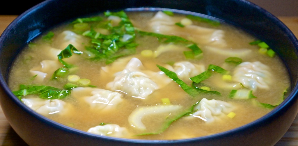 May 1: Meat Pies; Ginger Miso Broth with Chicken Wontons