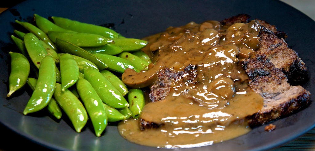 Jul 2: Popeye’s Chicken with Mediterranean Salad; Red Wine Mushroom Meatloaf with Marsala and Mushroom Sauce and Sugar Snap Peas