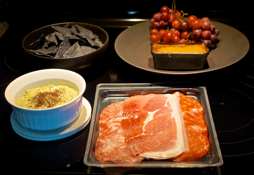 Jul 4: In and Out Burger; “Grazing” Dinner- Paté, Roquamole, Sliced Meats, Grapes