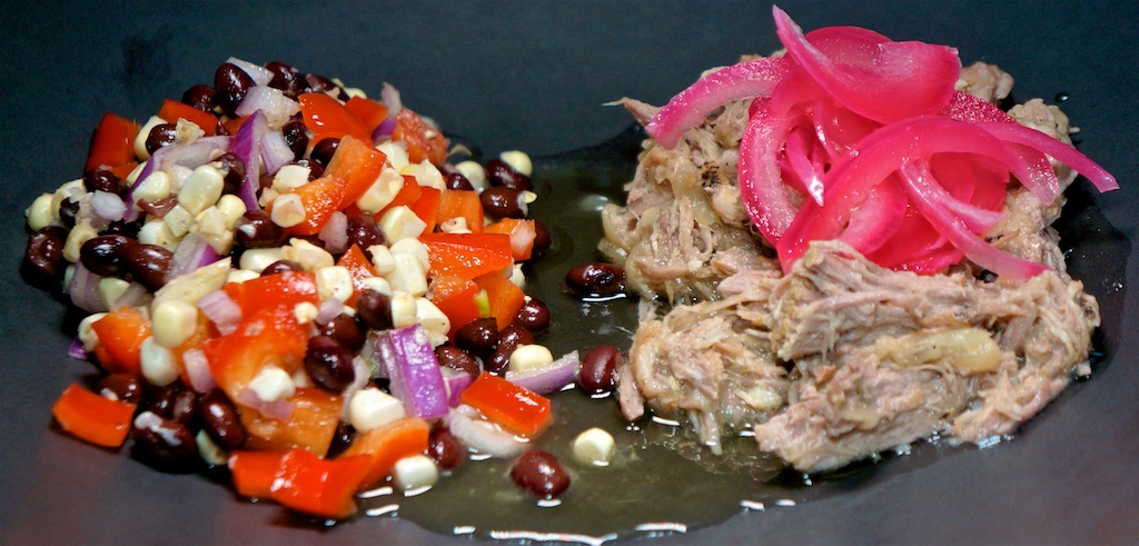 Jul 15: Soutzoukakia in Rustic Panini Rolls; Braised Pork Shoulder with Sweet Corn and Black Bean Salad