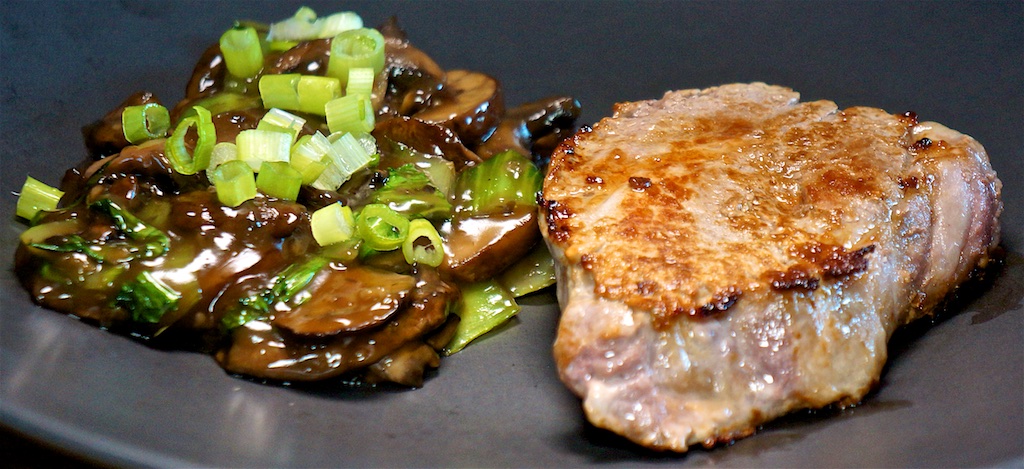 Jul 21: Bahn Mi; Pork Chop with Stir Fry Mushroom and Bok Choy