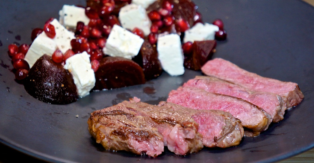 Aug 2: Tuna & Swiss, Tomato & Swiss; Rib Eye with Feta, Beet & Pomegranate Salad