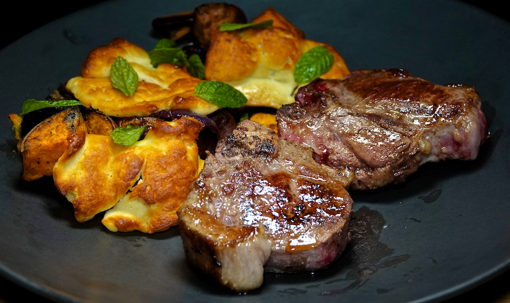 Nov 8: Ham & Salad Wrap; Lamb Loin Chops with Sweet Potato Halloumi Bake