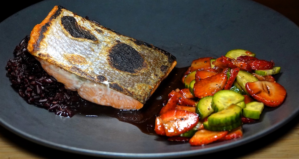 Nov 9: Cheddar & Apple Bacon Slaw Wrap; Wild Caught Salmon with Strawberry Cucumber Salad