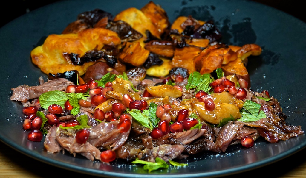 Nov 11: ‘Reuben,’ Tuna & Swiss; Shredded Lamb Shank, Mint and Pomegranate with Sweet Potato Halloumi Bake