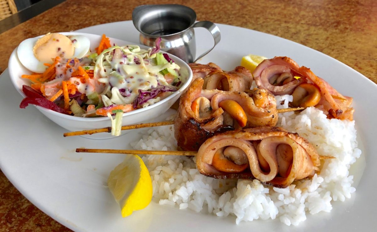 Dec 27: Fish & Chips; Scallop & Bacon Kebabs