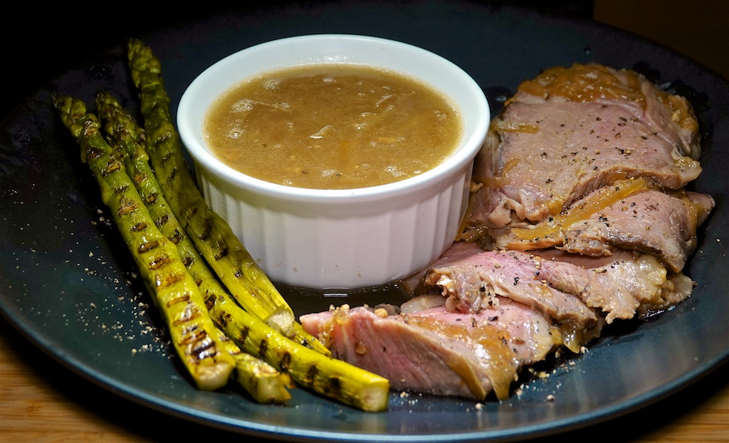 Dec 11: Par Baked Roll Stuffed with Braised Lamb Shank; Rib Roast, Asparagus and French Onion “Dip”