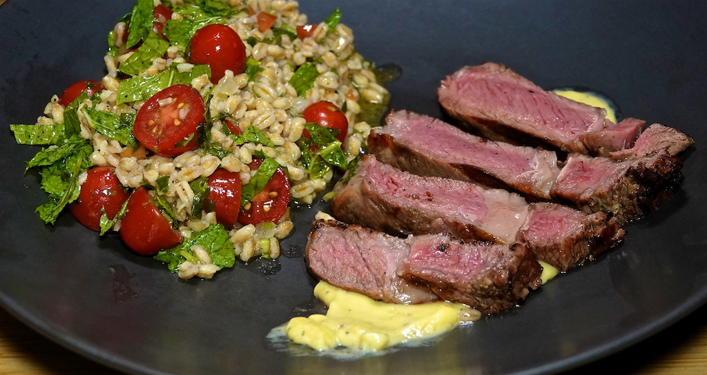 Aug 24: Supermarket Sushi; Rib Eye with Farrow Tabbouleh and Béarnaise Sauce