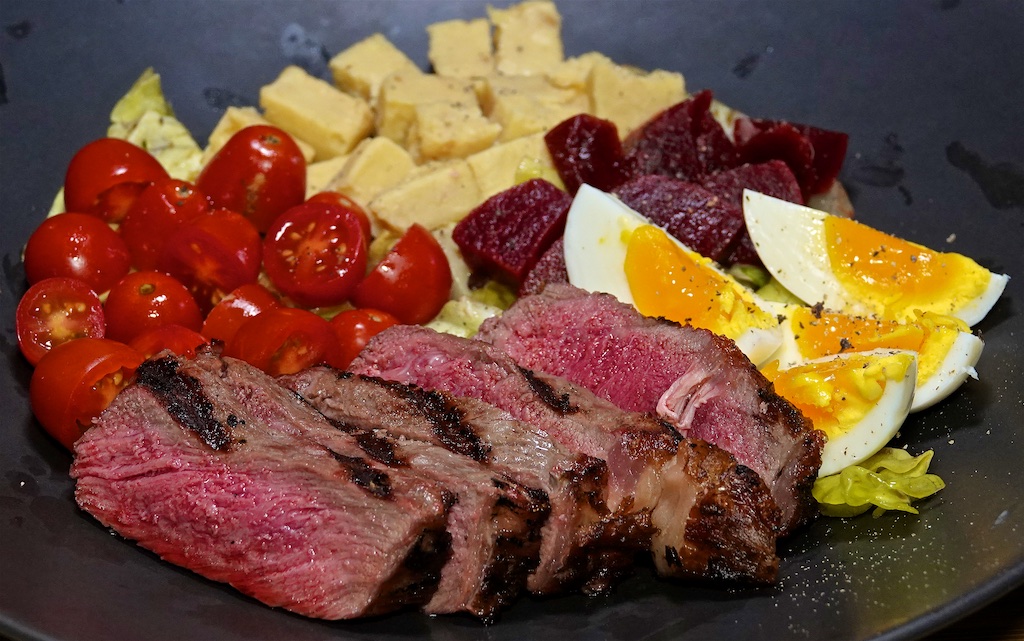 Aug 29: Cauliflower Antipasto Salad; Rib Eye “Cobb” Salad