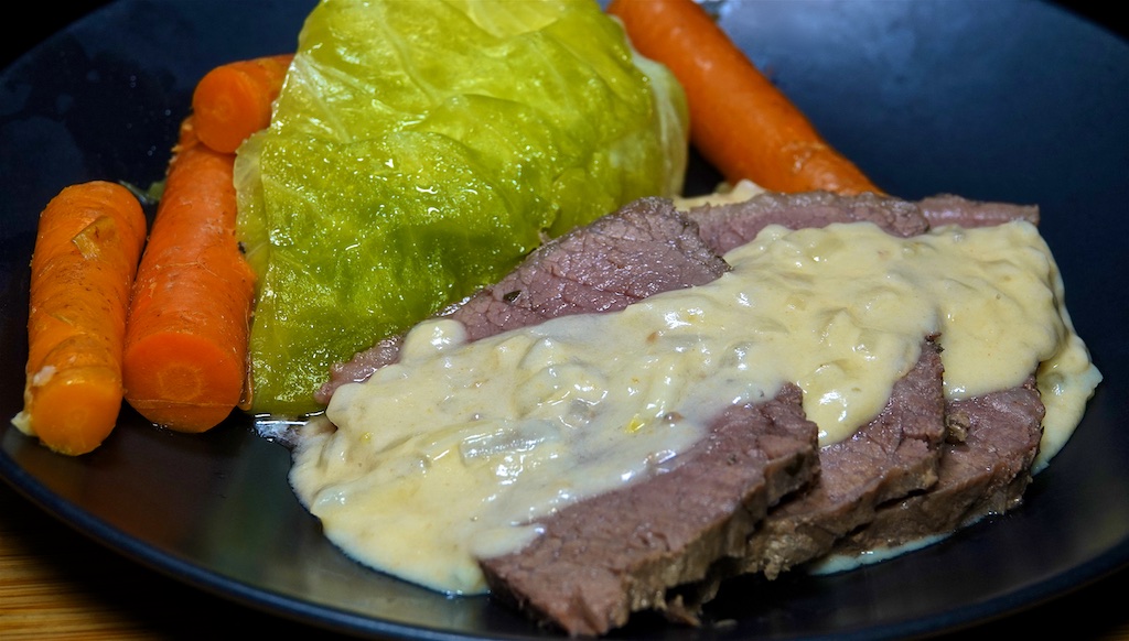 Mar 14: Bagel & Cream Cheese; Corned Beef, Carrots and Cabbage